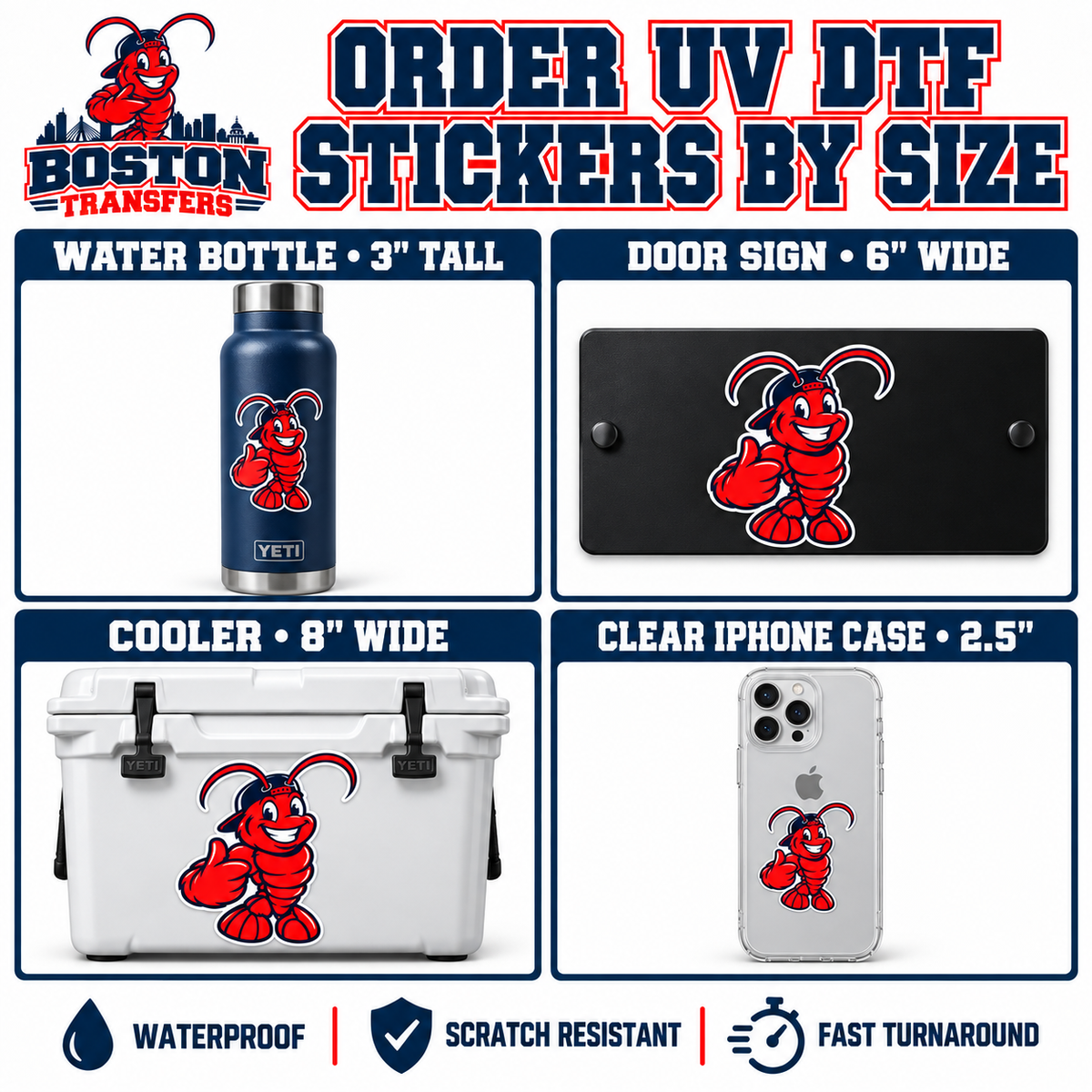 UV DTF Stickers by Size