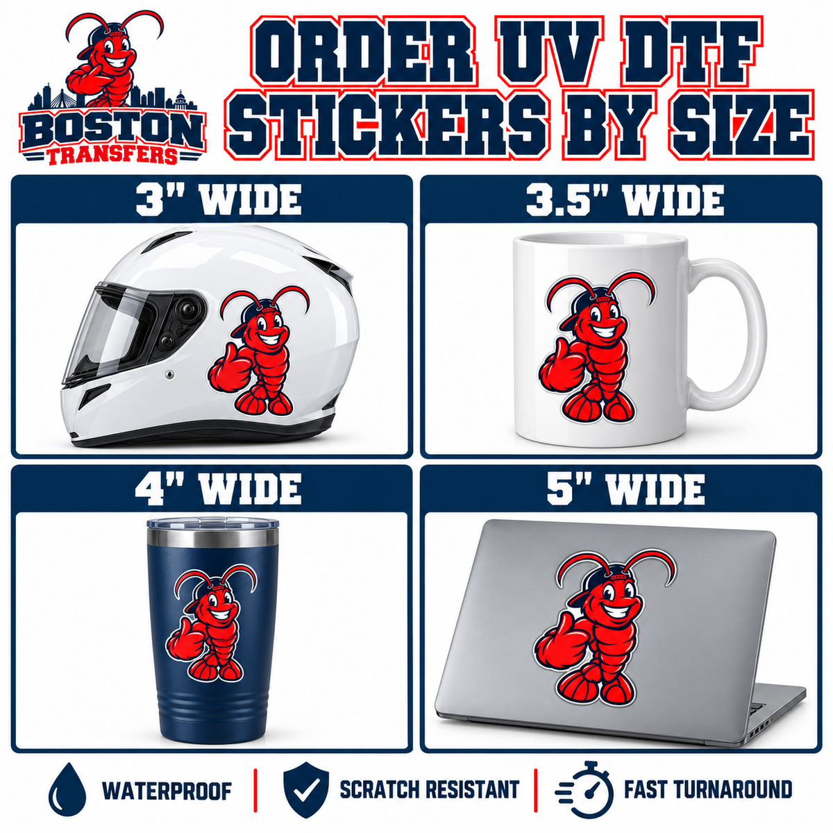 UV DTF Stickers by Size